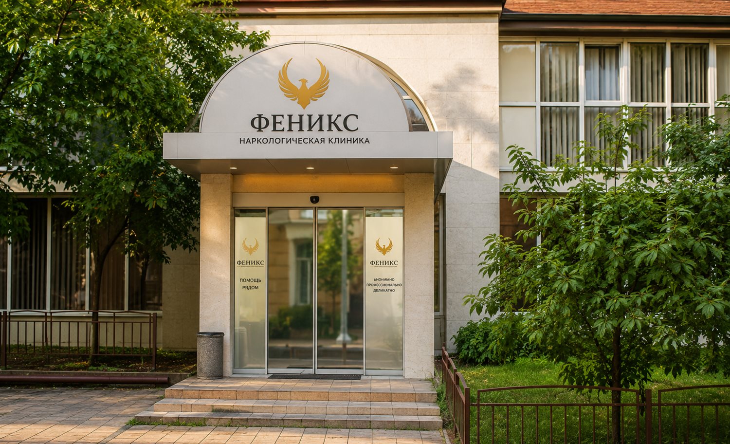 Вход в наркологическую клинику «Феникс» в Кумертау